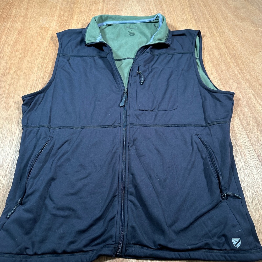 Cremieux Vest Mens Large Black Fleece Lined Full Zip 38 Active Outdoor Layer